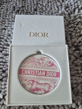 NIB Dior Toile Logo Compact Mirror in Pink and White COLLECTIBLE [B6]